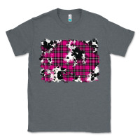 Charcoal Heather Pink Christmas Plaid Cowhide Pattern Background Classic Tee - RanaPortraitStore