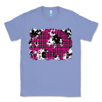 Colony Blue Pink Christmas Plaid Cowhide Pattern Background Classic Tee - RanaPortraitStore