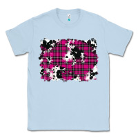 Dusty Blue Pink Christmas Plaid Cowhide Pattern Background Classic Tee - RanaPortraitStore