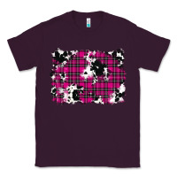 Plum Pink Christmas Plaid Cowhide Pattern Background Classic Tee - RanaPortraitStore