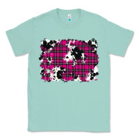 Seafoam Pink Christmas Plaid Cowhide Pattern Background Classic Tee - RanaPortraitStore