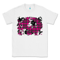 White Pink Christmas Plaid Cowhide Pattern Background Classic Tee - RanaPortraitStore