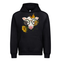 Black charolais calf with sunflowers and butterfly Urban Hoodie - LillyAllenDesigns