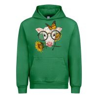 Emerald charolais calf with sunflowers and butterfly Urban Hoodie - LillyAllenDesigns