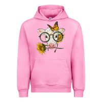 Fuchsia Pink charolais calf with sunflowers and butterfly Urban Hoodie - LillyAllenDesigns