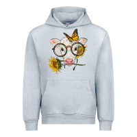 Heather Grey charolais calf with sunflowers and butterfly Urban Hoodie - LillyAllenDesigns