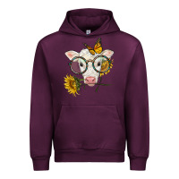Mauve Wine charolais calf with sunflowers and butterfly Urban Hoodie - LillyAllenDesigns