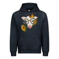 Navy charolais calf with sunflowers and butterfly Urban Hoodie - LillyAllenDesigns