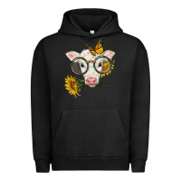 Pigment Black charolais calf with sunflowers and butterfly Urban Hoodie - LillyAllenDesigns