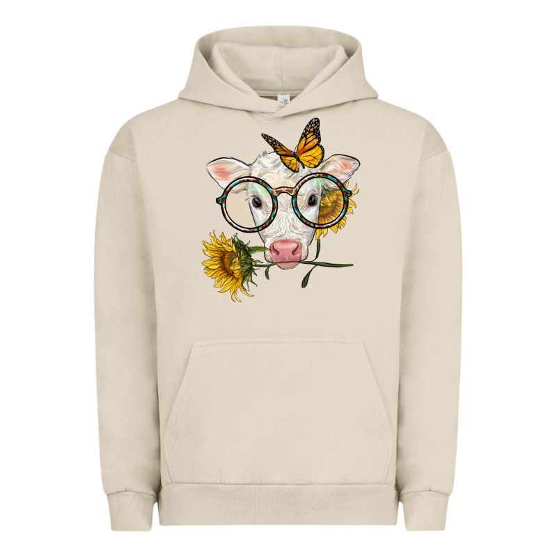 Charolais Calf With Sunflowers And Butterfly Urban Hoodie by LillyAllenDesigns | Teevron