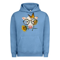 Pigment Pebble Blue charolais calf with sunflowers and butterfly Urban Hoodie - LillyAllenDesigns