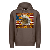 Coffee American Flag Eagle Premium Hoodie - LillyAllenDesigns