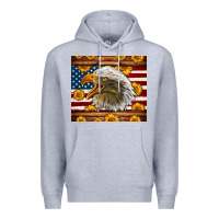 Heather Grey American Flag Eagle Premium Hoodie - LillyAllenDesigns