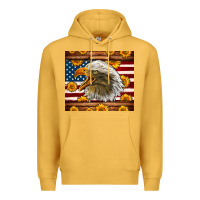 Mustard American Flag Eagle Premium Hoodie - LillyAllenDesigns