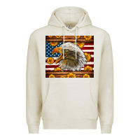 Oatmeal Heather American Flag Eagle Premium Hoodie - LillyAllenDesigns