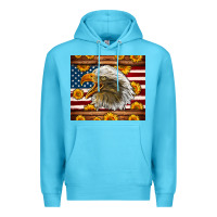 Ocean Blue American Flag Eagle Premium Hoodie - LillyAllenDesigns