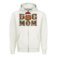 Oatmeal Heather Christmas Toy Poodle Dog Mom Zipper Hoodie - RanaPortraitStore