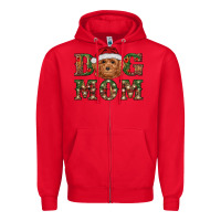 Red Christmas Toy Poodle Dog Mom Zipper Hoodie - RanaPortraitStore