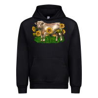 Black charolais bull with sunflowers Urban Hoodie - LillyAllenDesigns