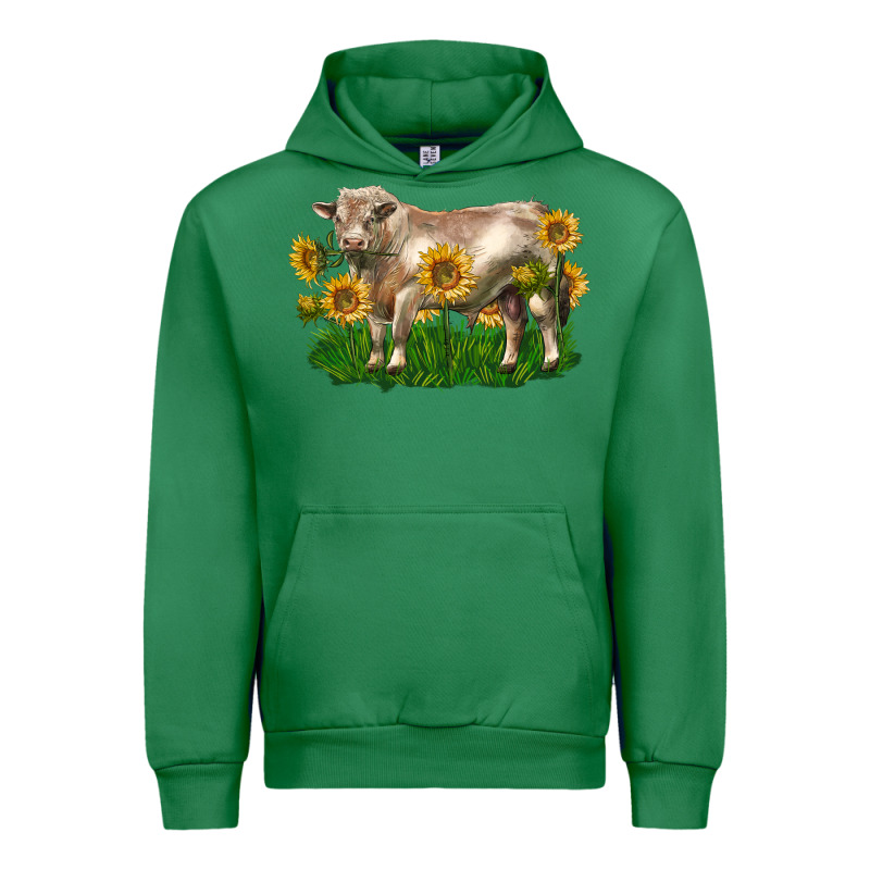 Charolais Bull With Sunflowers Urban Hoodie by LillyAllenDesigns | Teevron