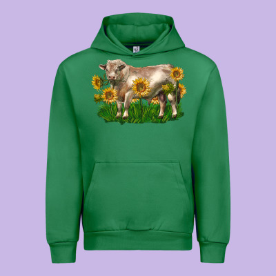 Charolais Bull With Sunflowers Urban Hoodie Designed By Lillyallendesigns