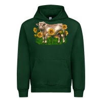 Forest Green charolais bull with sunflowers Urban Hoodie - LillyAllenDesigns