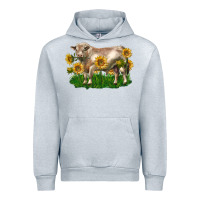 Heather Grey charolais bull with sunflowers Urban Hoodie - LillyAllenDesigns