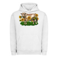Pigment Lunar Rock charolais bull with sunflowers Urban Hoodie - LillyAllenDesigns