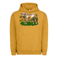 Pigment Peanut Butter charolais bull with sunflowers Urban Hoodie - LillyAllenDesigns