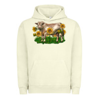 Pigment Pistachio charolais bull with sunflowers Urban Hoodie - LillyAllenDesigns