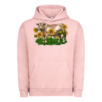 Pigment Salmon charolais bull with sunflowers Urban Hoodie - LillyAllenDesigns