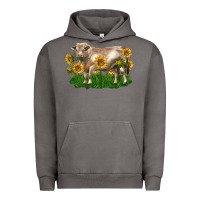 Pigment Tornado charolais bull with sunflowers Urban Hoodie - LillyAllenDesigns