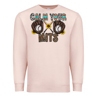 Pale Pink calm your mits baseball Premium Sweatshirt - CowhideDigitalArt