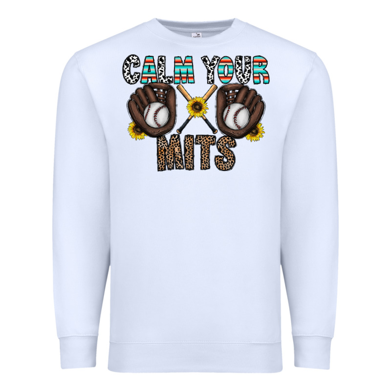 Calm Your Mits Baseball Premium Sweatshirt by CowhideDigitalArt | Teevron
