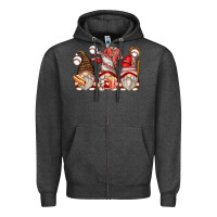 Charcoal Heather baseball gnomes Zipper Hoodie - Zillion Design Studio