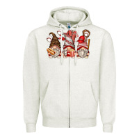 Oatmeal Heather baseball gnomes Zipper Hoodie - Zillion Design Studio