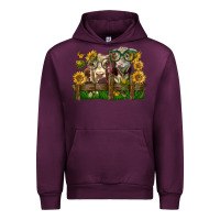 Mauve Wine hereford bull and heifer with sunflowers Urban Hoodie - LillyAllenDesigns