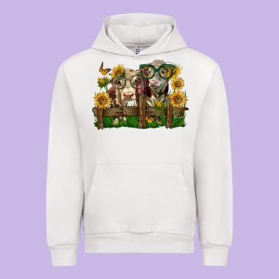 Hereford Bull And Heifer With Sunflowers Urban Hoodie Designed By Lillyallendesigns