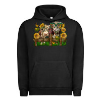 Pigment Black hereford bull and heifer with sunflowers Urban Hoodie - LillyAllenDesigns