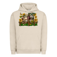 Pigment French Oak hereford bull and heifer with sunflowers Urban Hoodie - LillyAllenDesigns