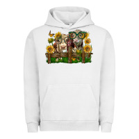 Pigment Lunar Rock hereford bull and heifer with sunflowers Urban Hoodie - LillyAllenDesigns