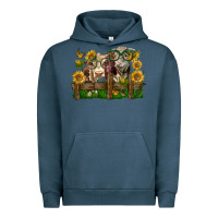 Pigment Midnight Navy hereford bull and heifer with sunflowers Urban Hoodie - LillyAllenDesigns