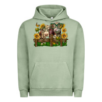 Pigment Oil Green hereford bull and heifer with sunflowers Urban Hoodie - LillyAllenDesigns