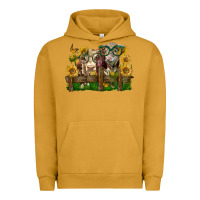 Pigment Peanut Butter hereford bull and heifer with sunflowers Urban Hoodie - LillyAllenDesigns