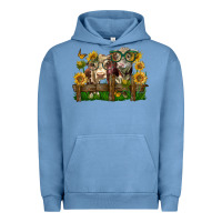 Pigment Pebble Blue hereford bull and heifer with sunflowers Urban Hoodie - LillyAllenDesigns