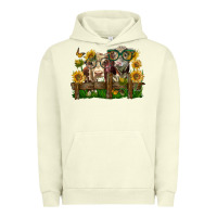 Pigment Pistachio hereford bull and heifer with sunflowers Urban Hoodie - LillyAllenDesigns