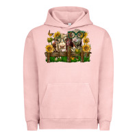 Pigment Salmon hereford bull and heifer with sunflowers Urban Hoodie - LillyAllenDesigns