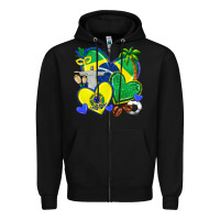 Black brazil hearts Zipper Hoodie - texasbilliewilder
