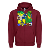 Burgundy brazil hearts Zipper Hoodie - texasbilliewilder
