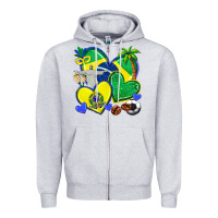 Heather Grey brazil hearts Zipper Hoodie - texasbilliewilder